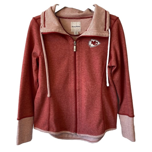 Tommy Bahama Heathered Red Kansas City Chiefs Full -Zip Sweatshirt Size Small - Picture 1 of 12